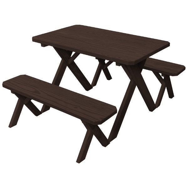 Pressure Treated Pine Crossleg Table with 2 Benches Picnic Benches
