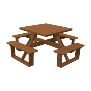 Pressure Treated Pine Square Walk-In Table Picnic Table Oak Stain / Without Umbrella Hole