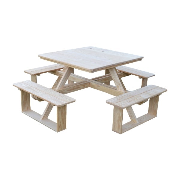Pressure Treated Pine Square Walk-In Table Picnic Table Unfinished / Without Umbrella Hole