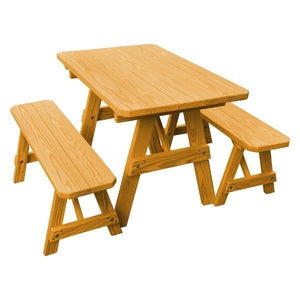 Pressure Treated Pine Traditional Table with 2 Benches Dining Bench Set