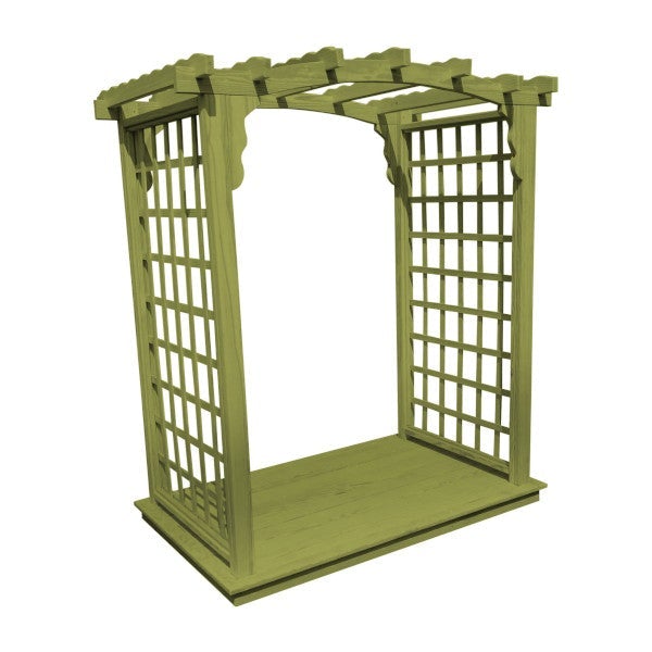 Pressure Treated Yellow Pine Cambridge Arbor & Deck Porch Swing Stand 5ft / Linden Leaf Stain