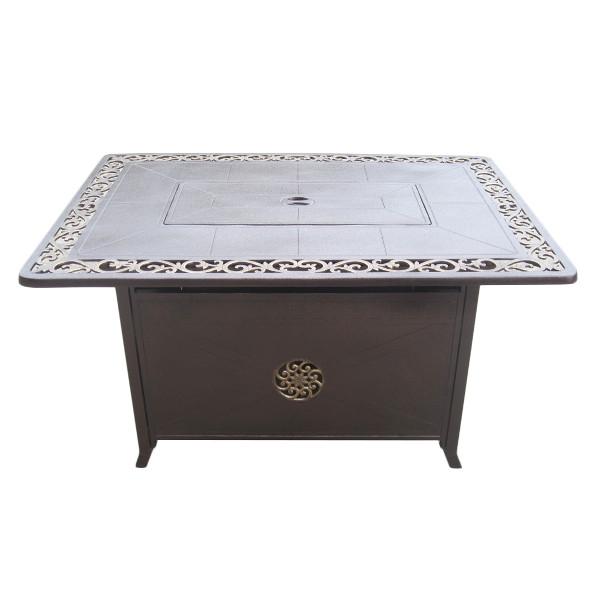 Rectangular Cast Aluminum Decorative Fire Pit With Scroll Design Fire Pits