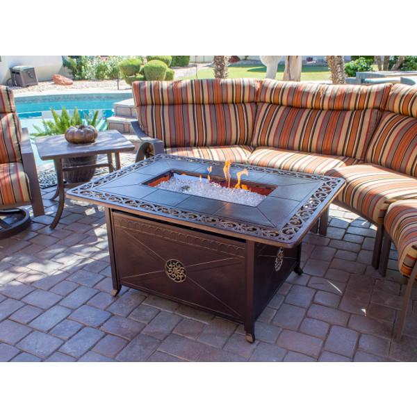 Rectangular Cast Aluminum Decorative Fire Pit With Scroll Design Fire Pits
