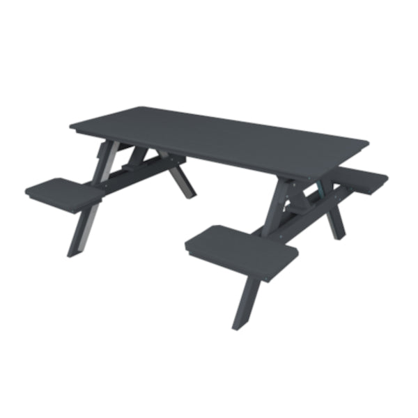 Recycled Plastic ADA Compliant 6' Table w/Attached Benches Table 6ft / Dark Gray / Without Umbrella Hole