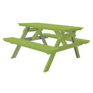 Recycled Plastic Table w/Attached Benches Table