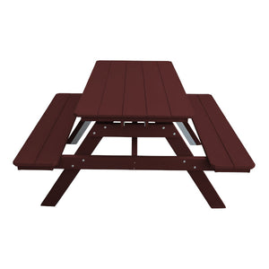 Recycled Plastic Table w/Attached Benches Table 5ft / Cherrywood / Without Umbrella Hole