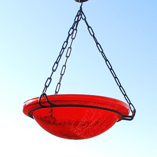 Red Crackle Glass Birdbath Bowl Birdbath Bowl