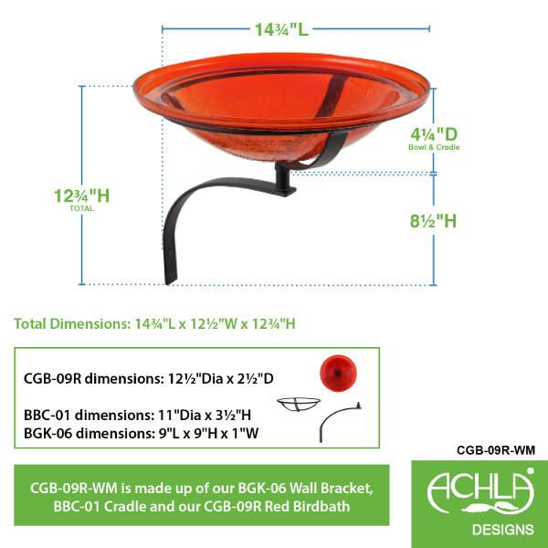 Red Crackle Glass Birdbath Bowl Birdbath Bowl