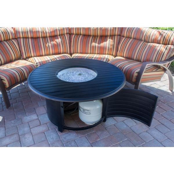 Round Slatted Extruded Aluminum Fire Pit In Black Fire Pits