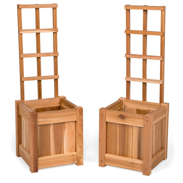Set of 2 Planter Box with Trellis Planter Box