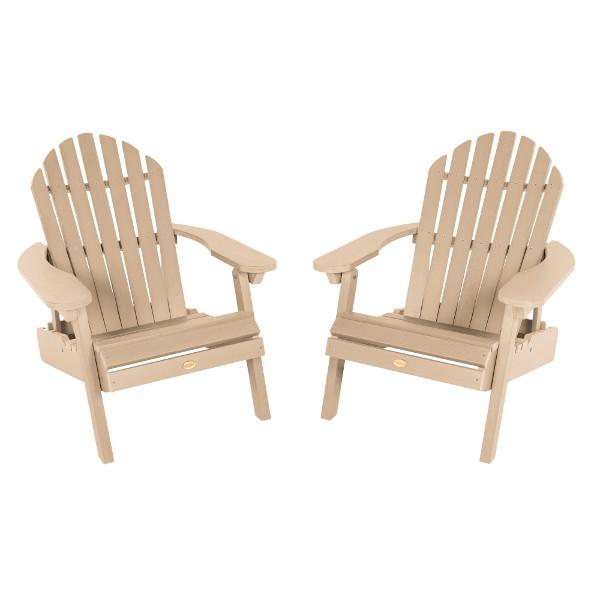 Set of Two Highwood Hamilton Folding and Reclining Adirondack Chairs Adirondack Chair Tuscan Taupe