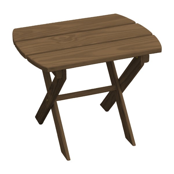 Solid Knotfree Yellow Pine Folding Oval End Table Outdoor Table Mushroom Stain