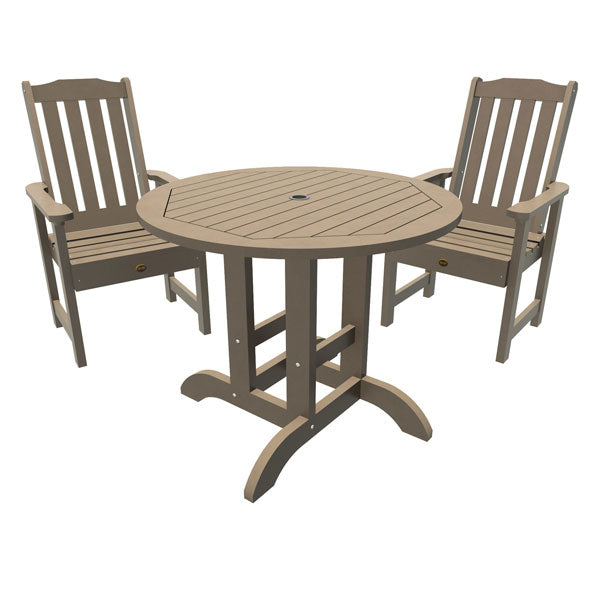 Springville 3pc Round Dining Set Dining Set Woodland Brown