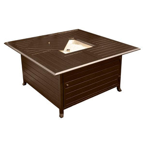 Square Slatted Extruded Aluminum Fire Pit In Bronze Fire Pits