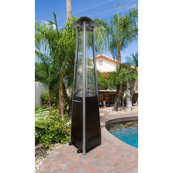 Tall Commercial Natural Gas Triangle Glass Tube Patio Heater In Bronze Patio Heater