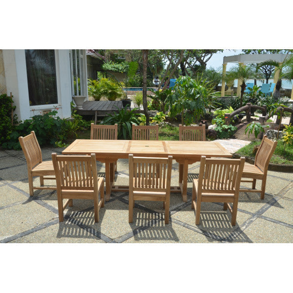 Teak Bahama Sahara 9-Pieces 8' Rectangular Dining Set Dining Set
