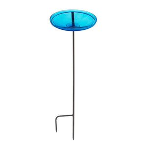 Teal Crackle Glass Birdbath Bowl Birdbath Bowl 14 inch / Birdbath Bowl with Stake