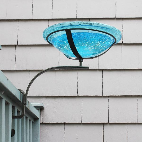 Teal Crackle Glass Birdbath Bowl Birdbath Bowl