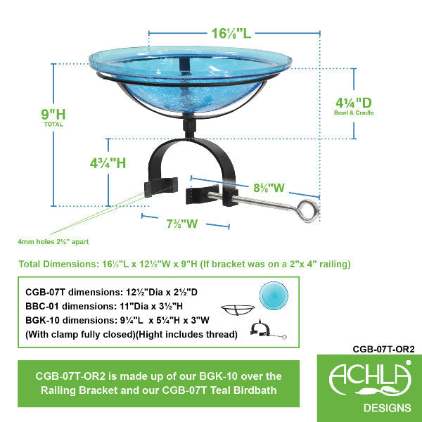 Teal Crackle Glass Birdbath Bowl Birdbath Bowl