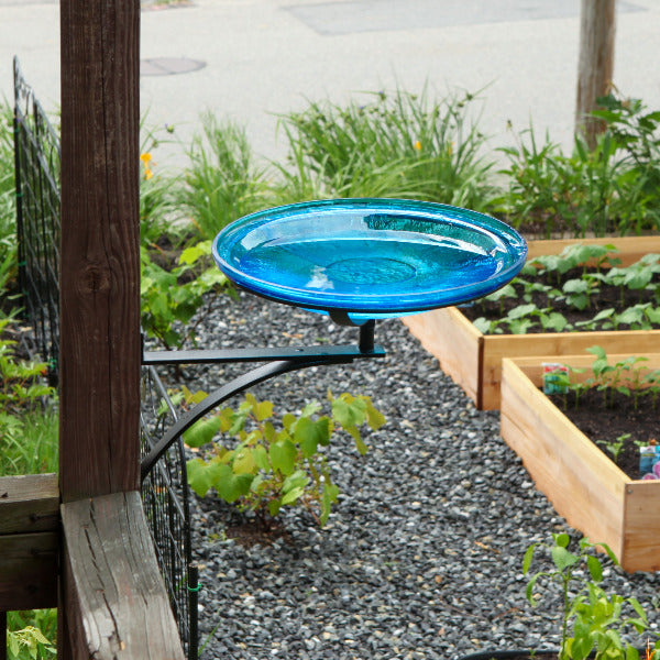 Teal Crackle Glass Birdbath Bowl Birdbath Bowl
