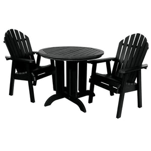 The Sequoia Professional Commercial Grade 3 Pc Muskoka Adirondack Bistro Dining Set with 36” Table Dining Set Black