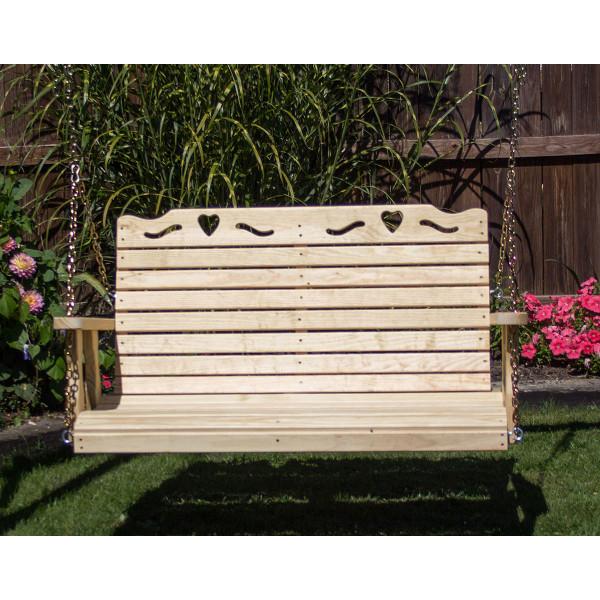 Treated Pine Crossback with Heart Porch Swing