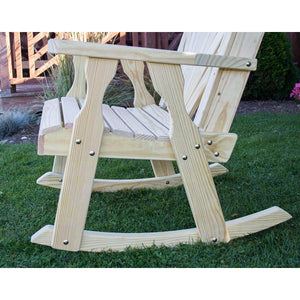 Treated Pine Fanback Rocking Chair w/Rose Design Rocking Chairs