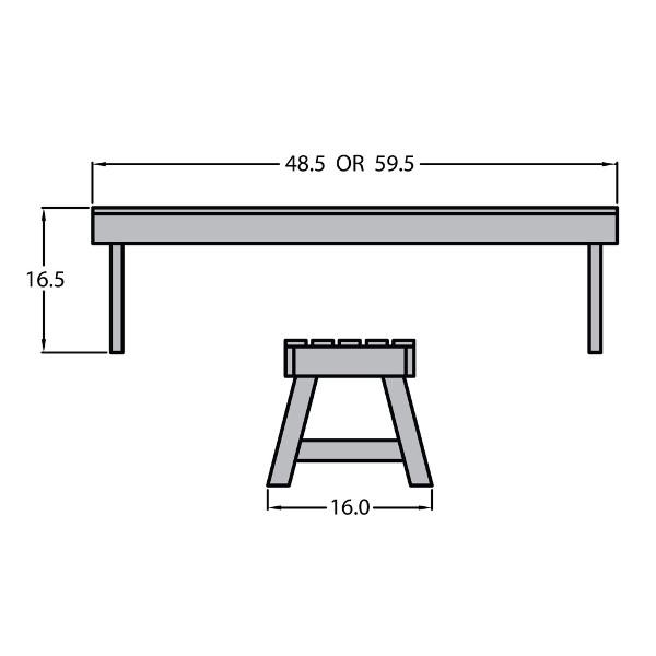 USA Weatherly Backless Picnic Bench Picnic Bench
