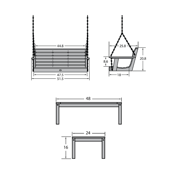 Weatherly 4ft Swing and Coffee Table Swing &amp; Coffee Table