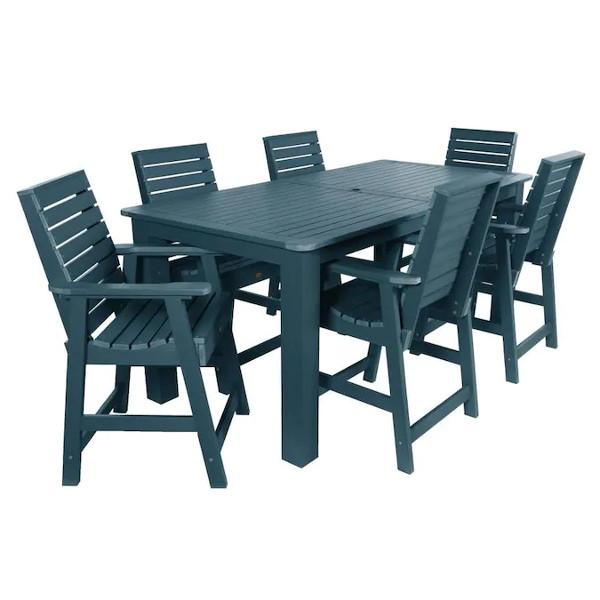Weatherly 7pc Rectangular Counter Height Outdoor Dining Table and Chair Set Dining Set