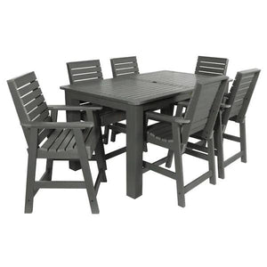 Weatherly 7pc Rectangular Counter Height Outdoor Dining Table and Chair Set Dining Set 72" x 42" / Coastal Teak