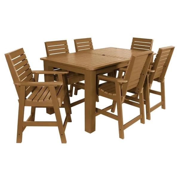 Weatherly 7pc Rectangular Counter Height Outdoor Dining Table and Chair Set Dining Set 72" x 42" / Toffee