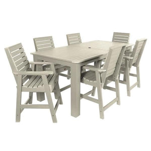 Weatherly 7pc Rectangular Counter Height Outdoor Dining Table and Chair Set Dining Set 84" x 42" / Whitewash