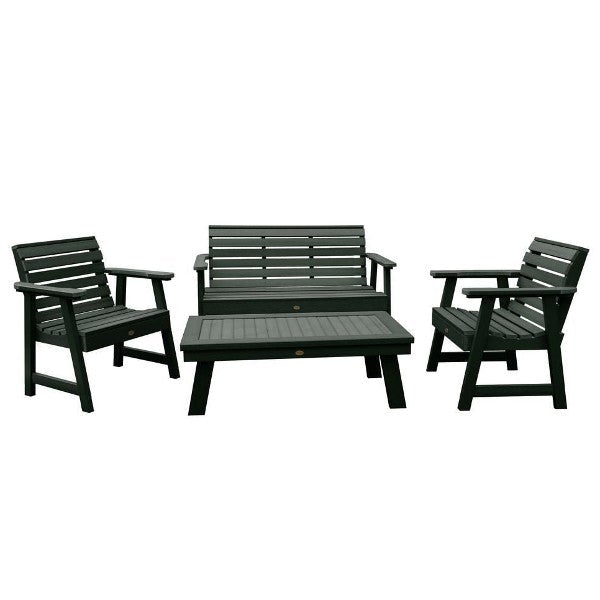 Weatherly Garden Bench and Chairs Conversation Set Conversation Set Charleston Green