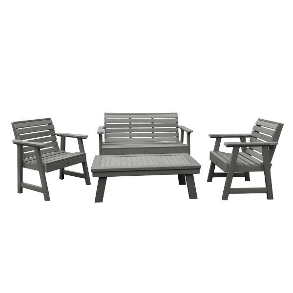Weatherly Garden Bench and Chairs Conversation Set Conversation Set Coastal Teak