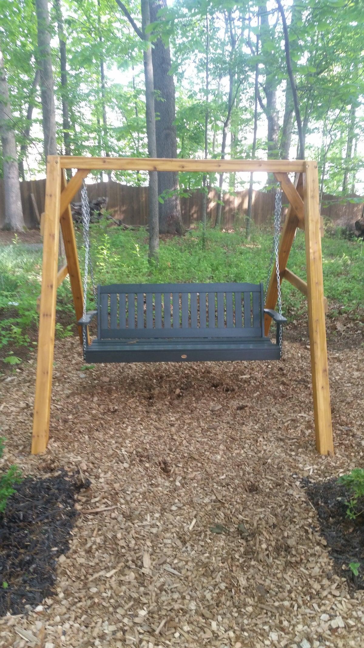 A &amp; L Furniture Western Red Cedar 4x4 A-Frame Swing Stand for Swing or Swingbed (Hangers Included) Porch Swing Stands 4ft / Unfinished