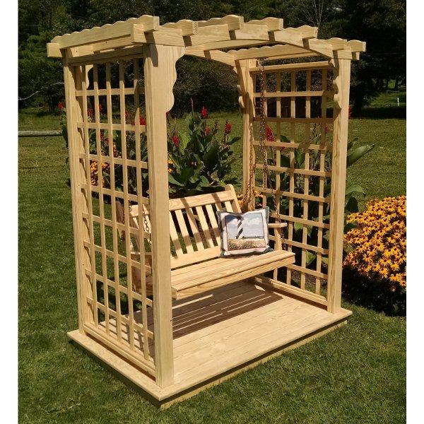 Western Red Cedar Cambridge Arbor with Deck &amp; Swing Porch Swing