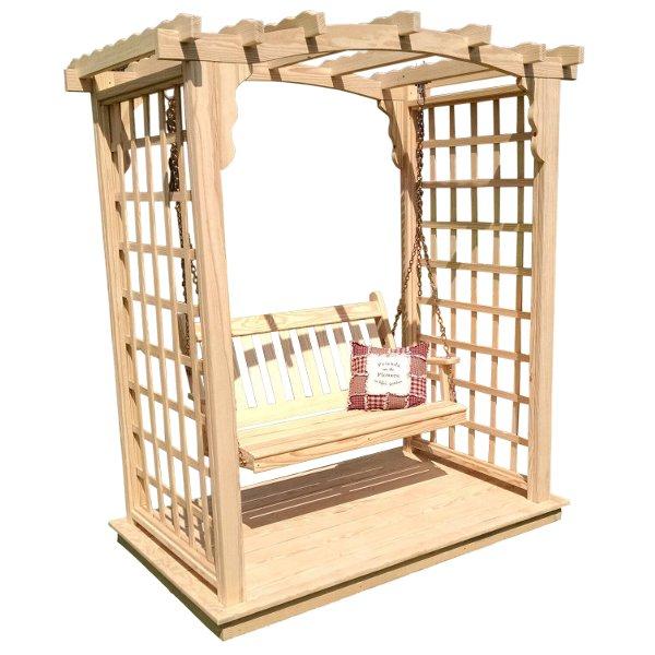 Western Red Cedar Cambridge Arbor with Deck &amp; Swing Porch Swing