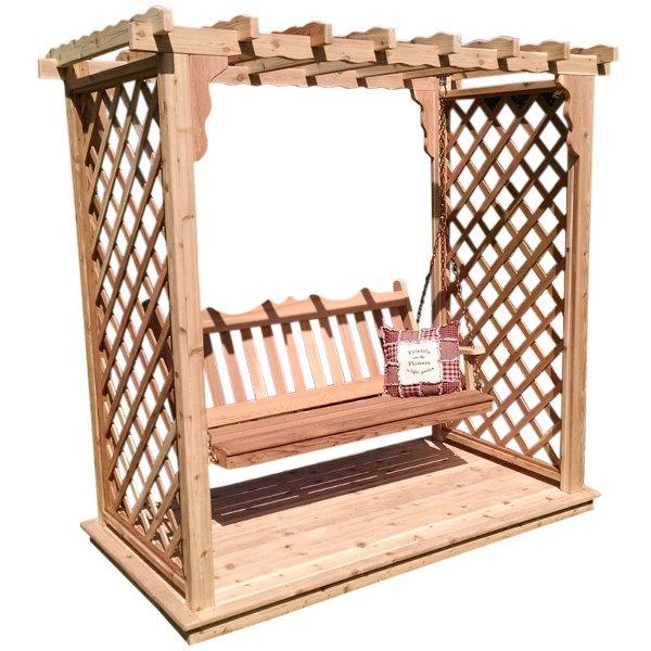 Western Red Cedar Covington Arbor with Deck &amp; Swing Porch Swing