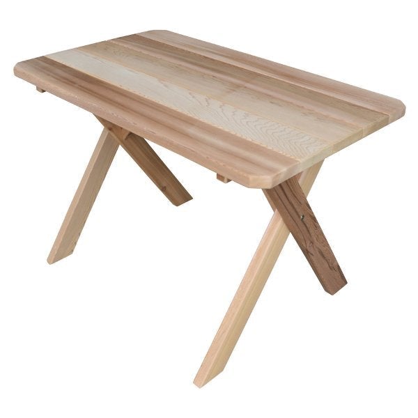Western Red Cedar Crossleg Table Outdoor Tables 4ft / Unfinished / Without Umbrella Hole