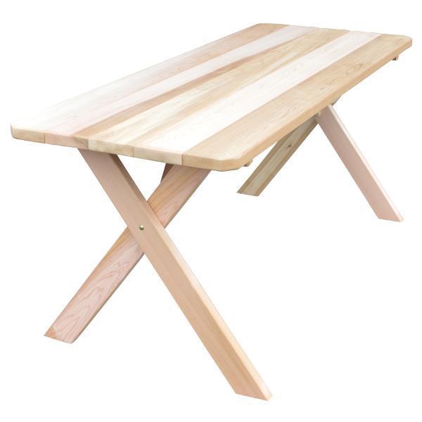 Western Red Cedar Crossleg Table Outdoor Tables 4ft / Unfinished / Without Umbrella Hole