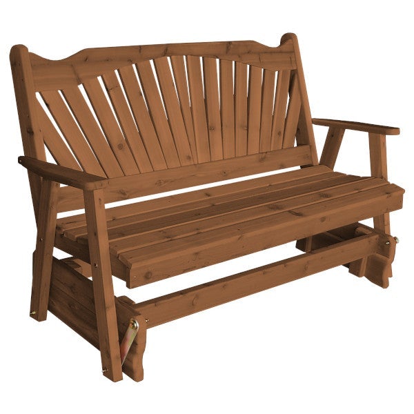 Western Red Cedar Fanback Glider Outdoor Glider 5ft / Oak Stain