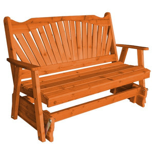 Western Red Cedar Fanback Glider Outdoor Glider 5ft / Redwood Stain