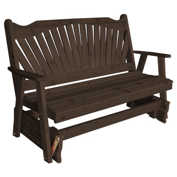 Western Red Cedar Fanback Glider Outdoor Glider 5ft / Walnut Stain