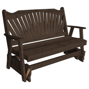 Western Red Cedar Fanback Glider Outdoor Glider 5ft / Walnut Stain
