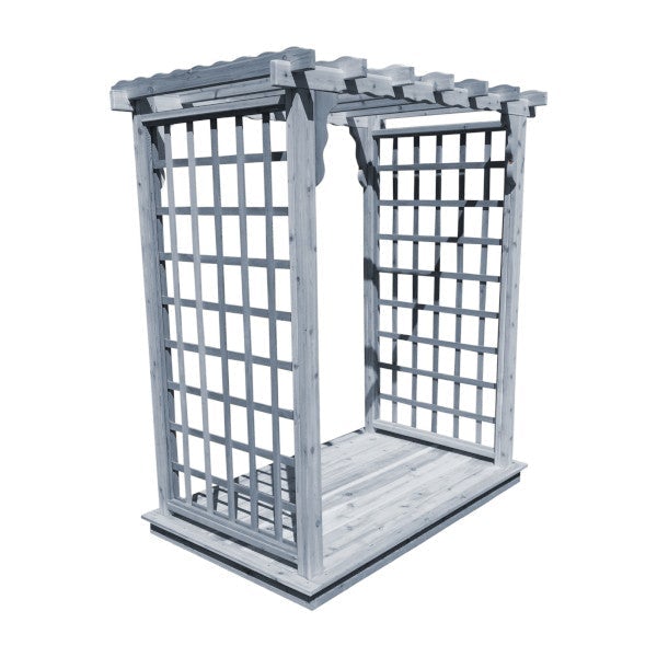 Western Red Cedar Lexington Arbor with Deck Porch Swing Stand 5ft / Gray Stain