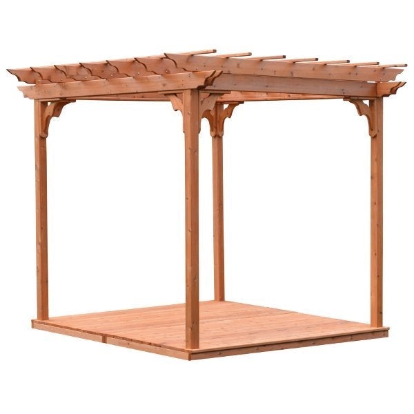 Western Red Cedar Pergola with Deck &amp; Swing Hangers Pergola 8'x8' / Cedar Stain
