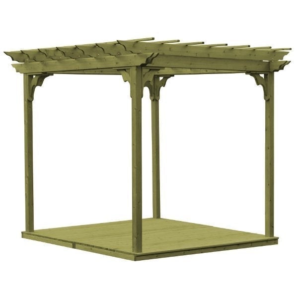 Western Red Cedar Pergola with Deck &amp; Swing Hangers Pergola 8'x8' / Linden Leaf Stain