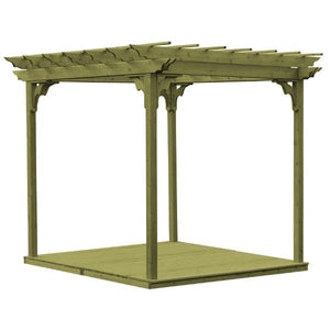 Western Red Cedar Pergola with Deck & Swing Hangers Pergola 8'x8' / Linden Leaf Stain