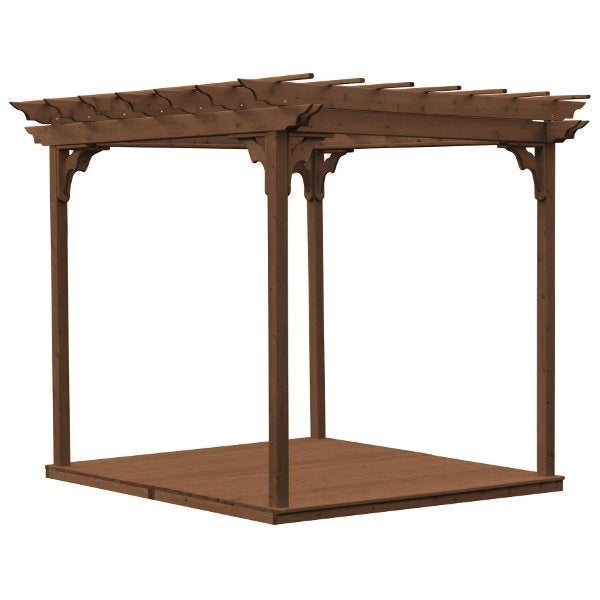 Western Red Cedar Pergola with Deck &amp; Swing Hangers Pergola 8'x8' / Mushroom Stain